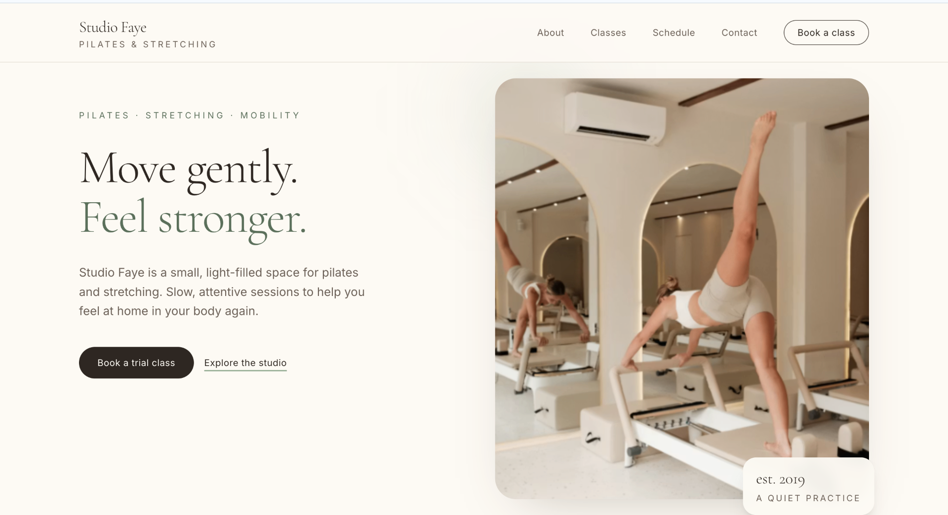 Studio Faye — Pilates & wellness studio — one-page site